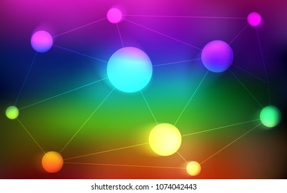 Dark Multicolor vector cover with spots, lines. Illustration with set of colorful abstract circles and lines. New design for ad, poster, banner of your website.
