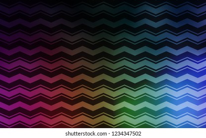 Dark Multicolor vector cover with stright stripes. Lines on blurred abstract background with gradient. Smart design for your business advert.