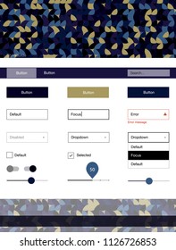 Dark Multicolor vector design ui kit with dots. Colorful ui/ux kit with header consisted of spheres. This template you can use for landing pages.