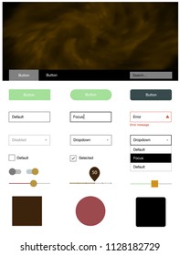 Dark Multicolor vector design ui kit with universe stars. Colorful ui/ux kit with header consisted of clouds & stars. Simple colorful design for websites.
