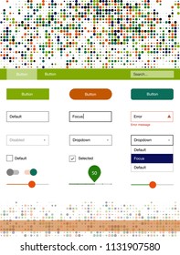 Dark Multicolor vector design ui kit with dots. Beautiful ui ux kit with colorful dots in its header. This template you can use for landing pages.