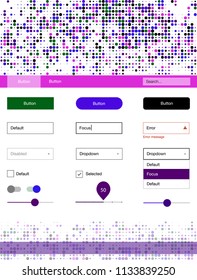 Dark Multicolor vector design ui kit with dots. Modern Style guide with colorful gradient circles in its header. Modern template for your landing page.
