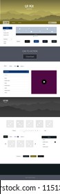 Dark Multicolor vector design ui kit with landscape. Beautiful ui ux kit with colorful mountains in its header. Beautiful layout for websites, landing pages.