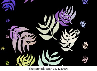 Dark Multicolor vector doodle backdrop with leaves. A vague abstract illustration with leaves in doodles style. Brand new style for your business design.