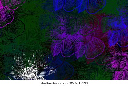 Dark Multicolor vector doodle backdrop with flowers. Decorative design of flowers on white background. Hand painted design for web, wrapping.