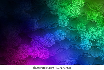 Dark Multicolor vector doodle blurred background. Modern geometrical abstract illustration with flowers. The elegant pattern can be used as a part of a brand book.