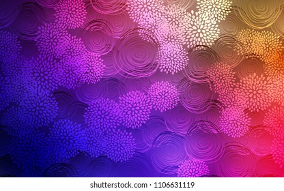 Dark Multicolor vector doodle blurred background. Sketchy doodles with flowers on blurred background. A completely new template for your business design.