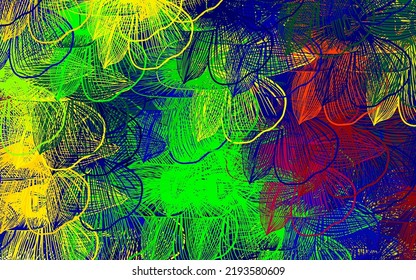 Dark Multicolor vector doodle pattern with flowers. Colorful illustration with flowers in doodle style. Textured pattern for websites, banners.
