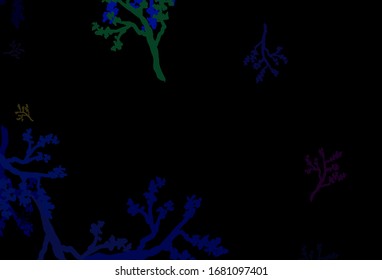 Dark Multicolor vector elegant background with sakura. Glitter abstract illustration with leaves and branches. Template for backgrounds of cell phones.