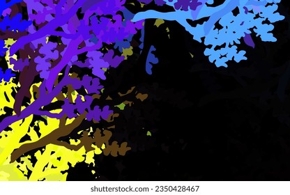 Dark Multicolor vector elegant pattern with leaves, branches. Creative illustration in blurred style with leaves, branches. New template for your brand book.