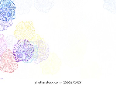 Dark Multicolor vector elegant wallpaper with leaves. Doodle illustration of flowers in Origami style. New template for your design.