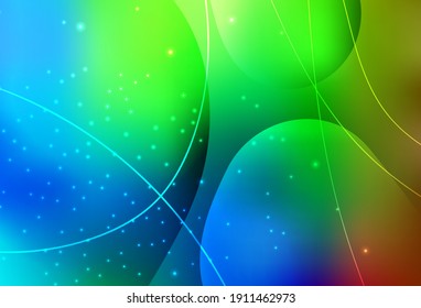 Vector multicolor oscuro Ilustración abstracta con puntos coloridos, líneas. Ilustración abstracta brillante con gotas borrosas de lluvia. Diseño elegante para tapices.