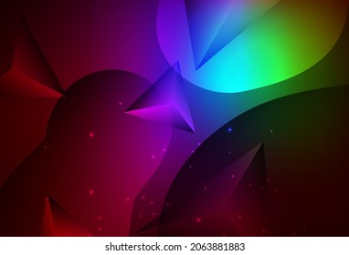 Dark Multicolor vector Glitter abstract illustration with connection of triangle structure. Illustration with set of shining colorful abstract circles. Elegant design for wallpapers.