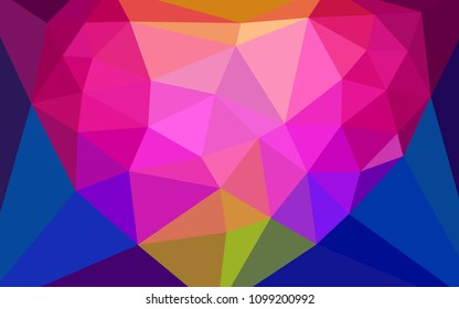 Dark Multicolor vector gradient triangles texture with a heart in a centre. Modern abstract illustration with triangles. Polygonal design for your web site.