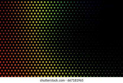 Dark Multicolor vector illustration which consist of circles. Dotted gradient design for your business. Creative geometric background in halftone style with colored spots.