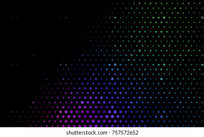 Dark Multicolor vector illustration which consist of circles. Dotted gradient design for your business. Creative geometric background in halftone style with colored spots.