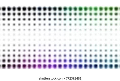 Dark Multicolor vector illustration which consist of circles. Dotted gradient design for your business. Creative geometric background in halftone style with colored spots.