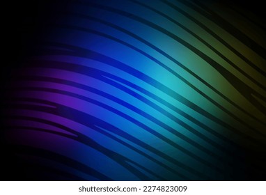 Dark Multicolor vector layout with bent lines. Colorful abstract illustration with gradient lines. Background for cell phone screens.