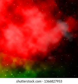 Dark Multicolor vector layout with bright stars. Shining colorful illustration with small and big stars. Theme for cell phones.