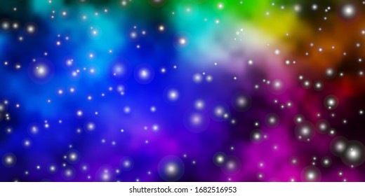 Dark Multicolor vector layout with bright stars. Colorful illustration in abstract style with gradient stars. Pattern for new year ad, booklets.