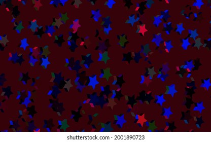 Dark Multicolor vector layout with bright stars. Stars on blurred abstract background with gradient. Pattern for astronomy websites.