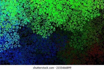 Dark Multicolor vector layout with bright stars. Shining colored illustration with stars. Pattern for astrology websites.