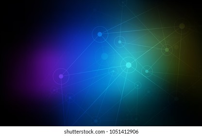 Dark Multicolor vector layout with circles, lines. Decorative design in abstract style with triangle structure. Pattern can be used for futuristic ad, booklets.