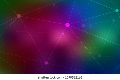 Dark Multicolor vector layout with circles, lines. Glitter abstract illustration with connection of triangle structure. Pattern can be used as texture of wallpapers.