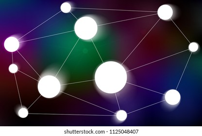 Dark Multicolor vector layout with circles, lines. Glitter abstract illustration with connection of triangle structure. Pattern can be used for ads, leaflets.