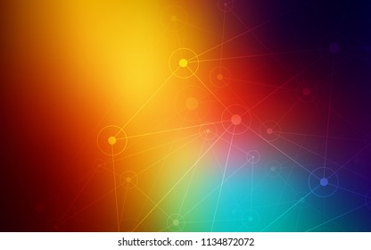 Dark Multicolor vector layout with circles, lines. Glitter abstract illustration with connection of triangle structure. Pattern can be used as texture of wallpapers.