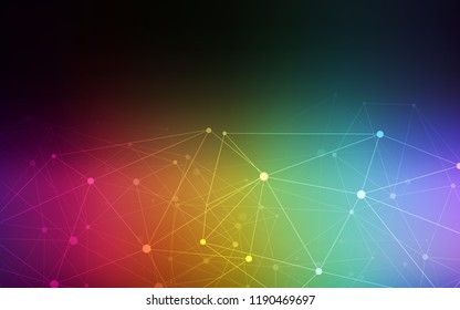 Dark Multicolor vector layout with circles, lines. Abstract illustration with colorful discs and triangles. Pattern can be used for futuristic ad, booklets.