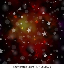 Dark Multicolor vector layout with circles, stars. Abstract illustration with colorful spots, stars. Design for wallpaper, fabric makers.