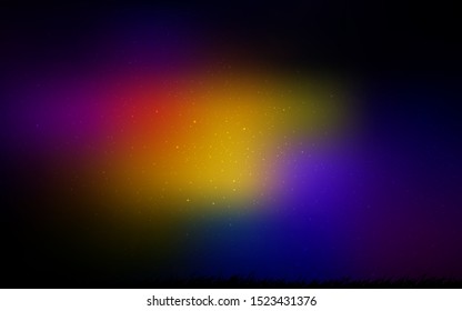 Dark Multicolor vector layout with cosmic stars. Space stars on blurred abstract background with gradient. Pattern for futuristic ad, booklets.