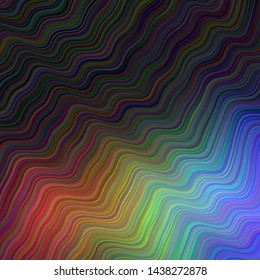 Dark Multicolor vector layout with curved lines. Colorful geometric sample with gradient lines.  New composition for your brand book.