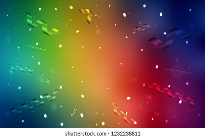 Dark Multicolor vector layout with festival confetti. Modern geometrical abstract illustration with carnival ribbons. Beautiful design for your business advert of anniversary.