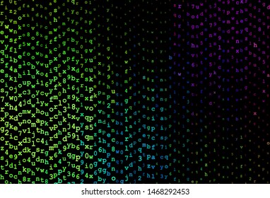 Dark Multicolor vector layout with latin alphabet. Shining illustration with ABC symbols on abstract template. Best design for a college poster, banner.