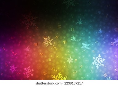 Dark Multicolor vector layout in New Year style. Shining illustration with Christmas balls, stars. Smart design for promotion of university.