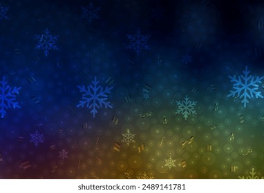 Dark Multicolor vector layout in New Year style. Illustration with gradient Christmas balls, snowflakes. Pattern for booklets, leaflets of education.