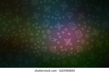 Dark Multicolor vector layout with restaurant food. Beautiful colored illustration with food in doodle style. Template for meal cooking in kitchen.