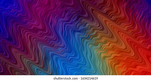 Dark Multicolor vector layout with wry lines. Colorful geometric sample with gradient curves.  Best design for your posters, banners.