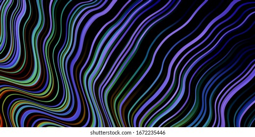 Dark Multicolor vector layout with wry lines. Bright sample with colorful bent lines, shapes.  