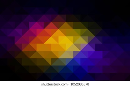Dark Multicolor vector low poly template. Triangular geometric sample with gradient.  The textured pattern can be used for background.