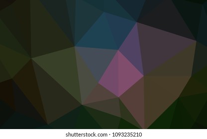 Dark Multicolor vector low poly texture. A sample with polygonal shapes. Triangular pattern for your design.