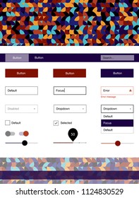 Dark Multicolor vector Material Design Kit with dots. Colorful ui/ux kit with header consisted of spheres. This template you can use for landing pages.