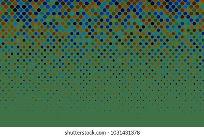 Dark Multicolor vector modern geometrical circle abstract background. Dotted texture template. Geometric pattern in halftone style with gradient. 