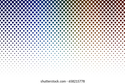 Dark Multicolor vector modern geometrical circle abstract background. Dotted texture template. Geometric pattern in halftone style with gradient. 