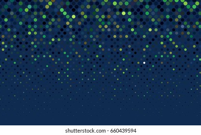 Dark Multicolor vector modern geometrical circle abstract background. Dotted texture template. Geometric pattern in halftone style with gradient. 
