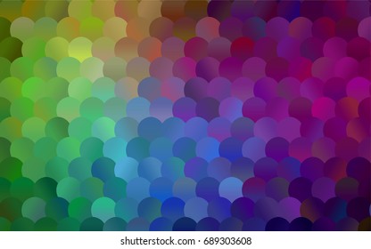 Dark Multicolor vector modern geometrical circle abstract background. Dotted texture template. Geometric pattern in halftone style with gradient. 