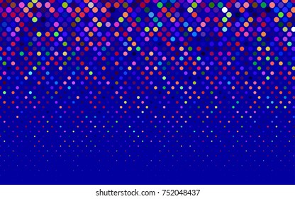 Dark Multicolor vector modern geometrical circle abstract background. Dotted texture template. Geometric pattern in halftone style with gradient. 
