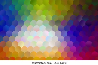 Dark Multicolor vector modern geometrical circle abstract background. Dotted texture template. Geometric pattern in halftone style with gradient. 